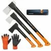 FISKARS Set Spaltaxt X25-XL + X17-M + X10-S + Xsharp Schärfer + Handschuhe